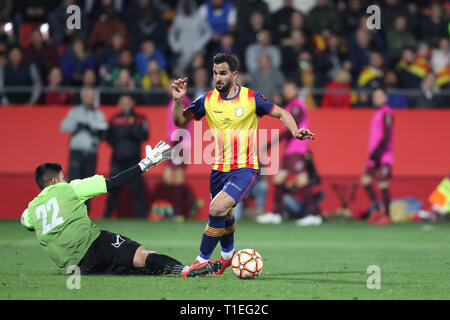 Girona, Spagna. 25 Mar, 2019. Marzo 25, 2019 - Girona, in Catalogna, Spagna - Pere Milla della Catalogna durante il cordiale incontro di calcio tra la Catalogna e Venezuela il 25 marzo 2019 presso lo stadio Montilivi in Girona, Spagna. Credito: Manuel Blondau/ZUMA filo/Alamy Live News Foto Stock