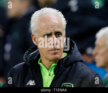 Aviva Stadium, Dublino, Irlanda. 26 Mar, 2019. Il Campionato Europeo UEFA football di qualificazione, Repubblica di Irlanda contro Georgia; Mick McCarthy Irlanda manager prima di credito kickoff: Azione Plus sport/Alamy Live News Foto Stock