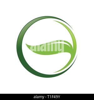 Eco Friendly Leaf cerchio simbolo vettore Logo grafico del modello di progettazione Illustrazione Vettoriale