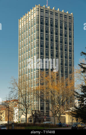 Edificio principale, sede centrale, per l'Agenzia internazionale di ricerca sul cancro di Lione. Francia Foto Stock