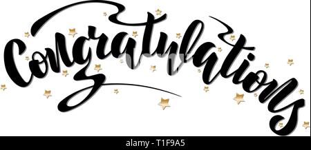Congratulazioni. Illustrazione Vettoriale con una frase scritta a mano. Lettering. Biglietto di auguri su uno sfondo trasparente. Illustrazione Vettoriale