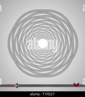 Segmenti concentrici di cerchi. Rotazione esagonale. Elemento di design su sfondo bianco. Illustrazione Vettoriale