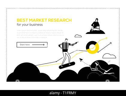 Migliori ricerche di mercato- design piatto stile banner web Illustrazione Vettoriale