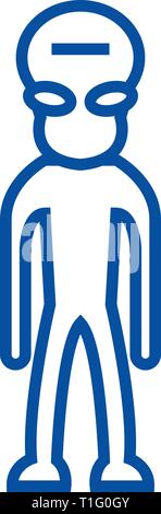 Alien icona linea concept. Alien piatto simbolo del vettore, segno, illustrazione di contorno. Illustrazione Vettoriale