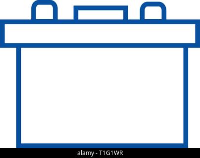 Batteria auto icona linea concept. Batteria auto vettore piatto simbolo, segno, illustrazione di contorno. Illustrazione Vettoriale