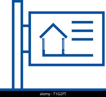 Affissioni icona linea concept. Affissioni piatto simbolo del vettore, segno, illustrazione di contorno. Illustrazione Vettoriale