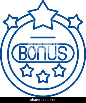 Bonus chip icona linea concept. Bonus chip vettore piatto simbolo, segno, illustrazione di contorno. Illustrazione Vettoriale