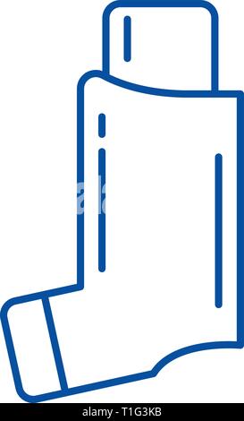 Asma bronchiale icona linea concept. Asma bronchiale piatto simbolo del vettore, segno, illustrazione di contorno. Illustrazione Vettoriale