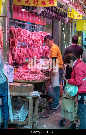 La carne si spegne, Mong Kok, Hong Kong Foto Stock