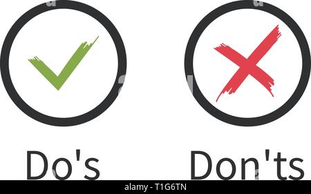 Cosa fare e da non fare icona su sfondo bianco con uno stile piatto, vettore Illustrazione Vettoriale