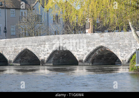 Ponte a Fordingbridge, Hampshire in primavera Foto Stock