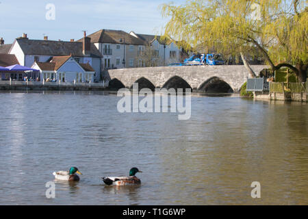 Ponte a Fordingbridge, Hampshire in primavera Foto Stock