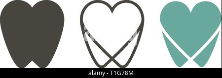 Icona del dente. Icone dentale. Denti nel piatto e il design lineare. Illustrazione Vettoriale