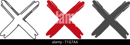 Icona a forma di croce. Set x. Croce segno del vettore. Piatto e lo stile lineare. La croce rossa icone colorate. - Illustrazione Vettoriale Illustrazione Vettoriale