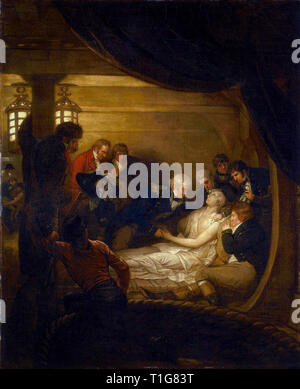 Benjamin West, la morte di Lord Nelson nell'abitacolo della nave Victory, pittura, 1808 Foto Stock