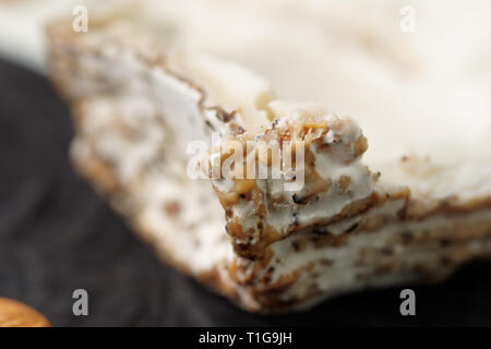 Formaggio di capra con stampo, closeup sulla crosta Foto Stock