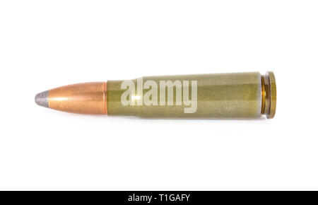 Full Metal Jacket cartuccia carabina da isolato su bianco Foto Stock