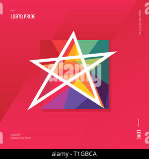 LGBT pride concetto. Supporto per LGBTQ orgoglio. Stella colorata. Rainbow astratta. L'amore. Foto Stock