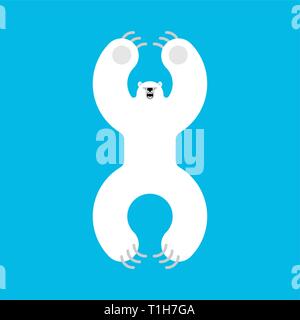 Orso polare male isolato in stile cartone animato. Wild predator. grande orso bianco attacchi Illustrazione Vettoriale