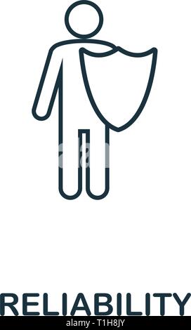 Icona di affidabilità. Linea sottile design simbolo dal business ethics raccolta di icone. Pixel affidabilità perfetta icona per web design, applicazioni software, stampare Illustrazione Vettoriale