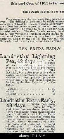 D Landreth società sementiera D. Sementi Landreth Azienda : [catalogo] DLandrethSeedCo00LandC Anno: 19uu semi che riescono questi prezzi non includono le spese di spedizione. Piselli-continua. Foto Stock
