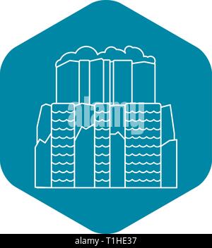 Cascate di Iguazu icona, stile contorno Illustrazione Vettoriale