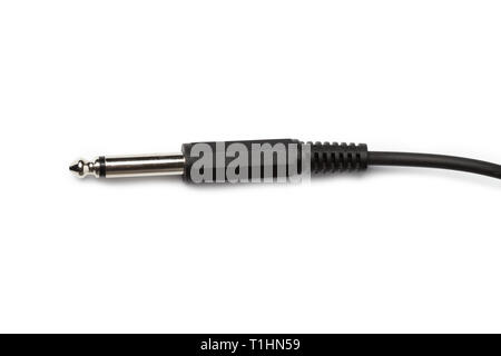 Aux nero filo isolato su bianco Foto Stock