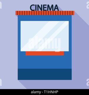 Biglietto del cinema icona kiosk, di tipo piatto Illustrazione Vettoriale