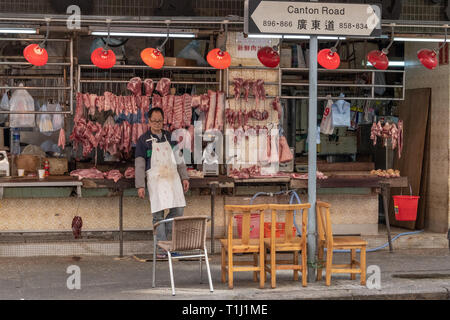 La carne si spegne, Mong Kok, Hong Kong Foto Stock