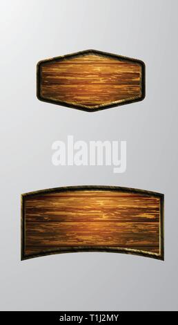Vector realistic illustration of wooden signboard Illustrazione Vettoriale