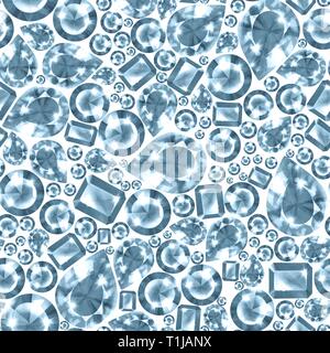 Seamless colorate Pietre preziose Diamanti pattern. Gioielli di lusso. sfondo Foto Stock