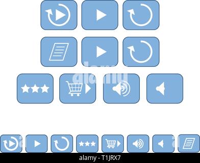 Game Icona riproduzione grafica acquista istruzioni giocare di nuovo rating shoping di ritorno carrello Illustrazione Vettoriale