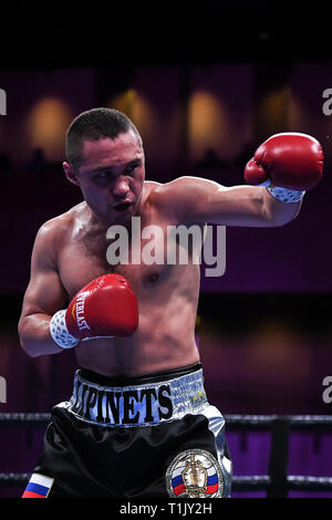 Oxon Hill, Maryland, Stati Uniti d'America. 24 Mar, 2019. SERGEY LIPINETS in azione durante il match welterweight a MGM Porto Nazionale in Oxon Hill, Maryland. Credito: Amy Sanderson/ZUMA filo/Alamy Live News Foto Stock