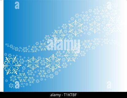 Curve di astratta realizzata da fiocchi di neve bianca su sfondo blu Illustrazione Vettoriale