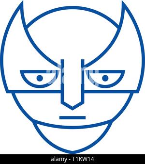 Super Hero gli Emoji icona linea concept. Super Hero gli Emoji piatto simbolo del vettore, segno, illustrazione di contorno. Illustrazione Vettoriale