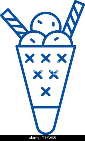 Gustoso gelato icona linea concept. Gustoso gelato piatto simbolo del vettore, segno, illustrazione di contorno. Illustrazione Vettoriale