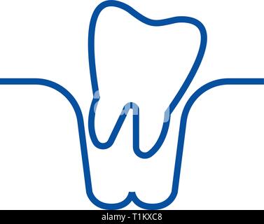 L'estrazione del dente icona linea concept. L'estrazione del dente piatto simbolo del vettore, segno, illustrazione di contorno. Illustrazione Vettoriale