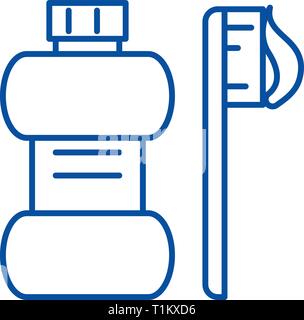 Il dentifricio per fluoridation icona linea concept. Il dentifricio per fluoridation piatto simbolo del vettore, segno, illustrazione di contorno. Illustrazione Vettoriale