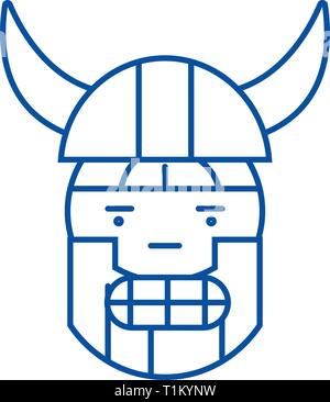 Gli Emoji viking line icona concetto. Viking gli Emoji piatto simbolo del vettore, segno, illustrazione di contorno. Illustrazione Vettoriale