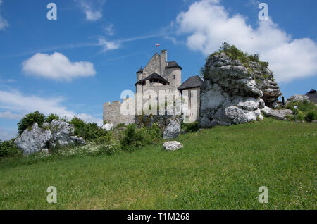 Panorama del castello medievale in Polonia Bobolice Foto Stock