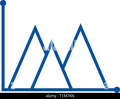 La linea del grafico di tipo montano icona linea concept. La linea del grafico di tipo montano piatto simbolo del vettore, segno, illustrazione di contorno. Illustrazione Vettoriale