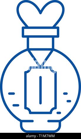 Pozione d'amore icona linea concept. Pozione d'amore piatto simbolo del vettore, segno, illustrazione di contorno. Illustrazione Vettoriale