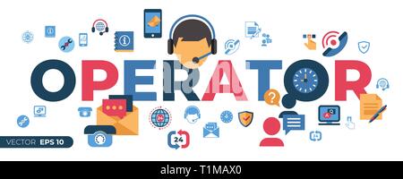 Call center e business feedback icone del supporto infographics, vettore digitale Illustrazione Vettoriale