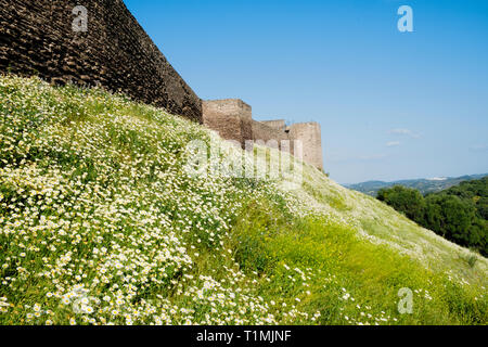 Le mura medievali del castello di Noudar, Alentejo, Portogallo Foto Stock