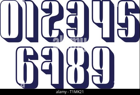 Set di dieci numeri da zero a nove con l'ombra, il numero di elementi di design. Illustrazione Vettoriale