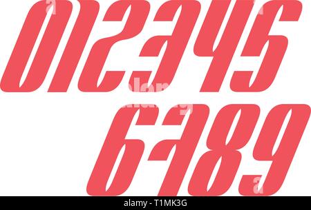 Set di dieci numeri da zero a nove, il numero di elementi di design. Illustrazione Vettoriale