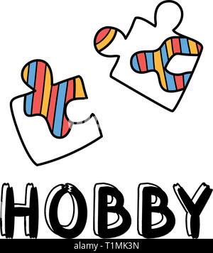 Disegnare a mano puzzle icona in doodle stile per la tua progettazione con caratteri. Illustrazione Vettoriale