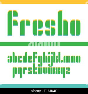 Il vettore originale condensato nuovo bold font di visualizzazione Progettazione, alfabeto, set di caratteri minuscoli. Swatch facile controllo del colore Illustrazione Vettoriale