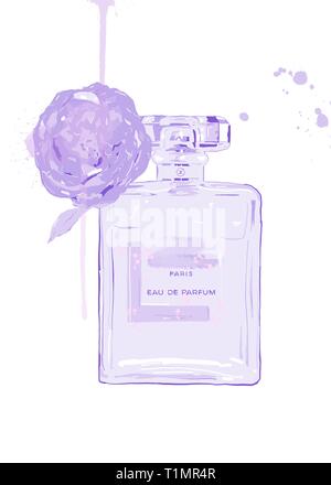 Chanel n. 5 illustrazione. chanel n. 5 la pittura. chanel n. 5 acquerello.chanel n. 5 stampa Foto Stock