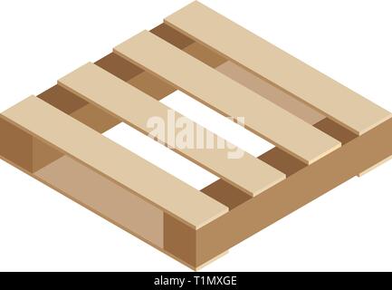 Pallet in legno cassa in vettore isolato isometrica stile vettoriale Illustrazione Vettoriale